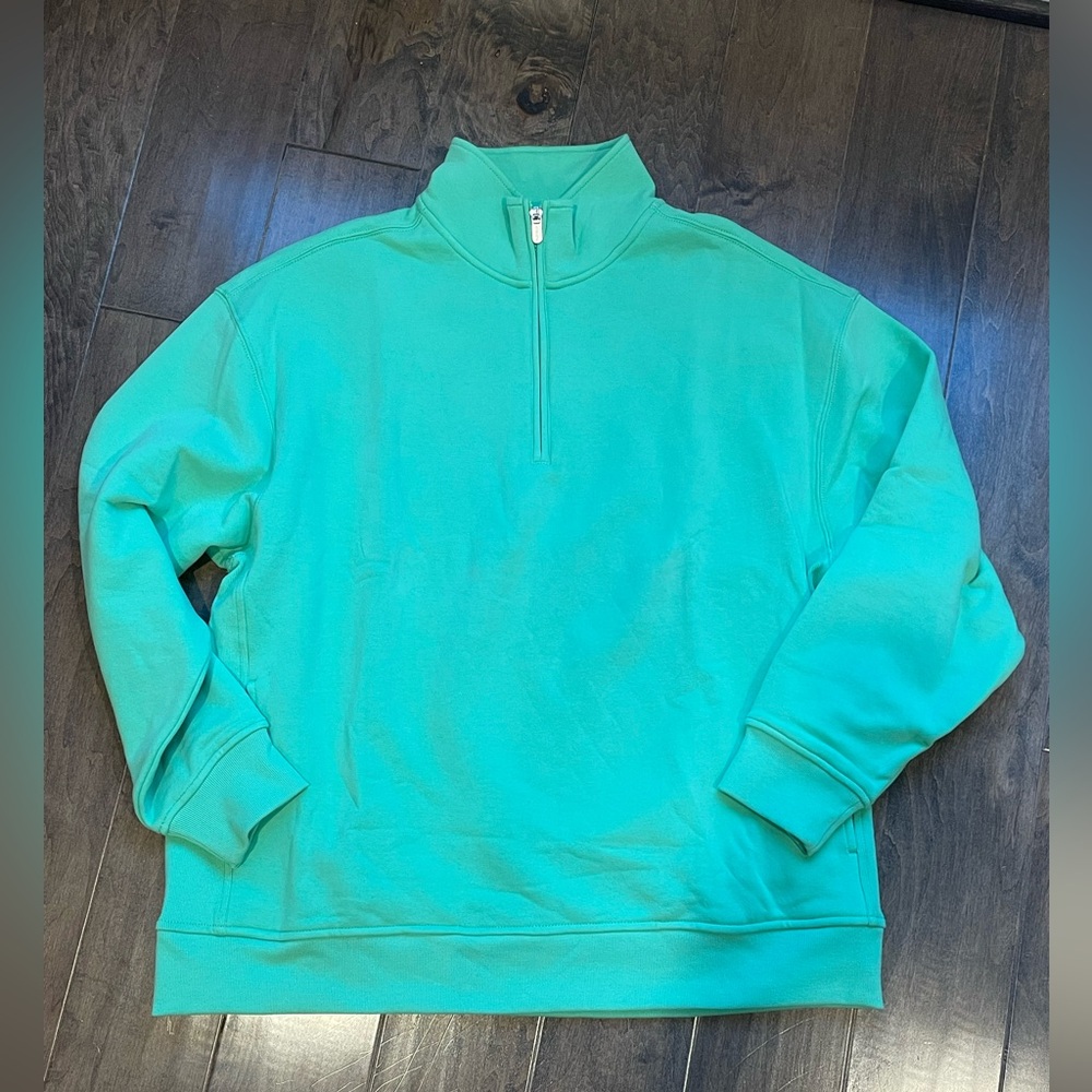 Athleta Bright Green Forever Fleece Quarter-Zip
